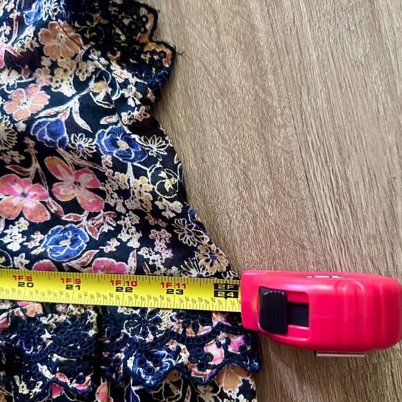 Free People Milania Cotton Midi Dress Black Combo Floral Print Sz L Boho Cottage - Picture 10 of 13